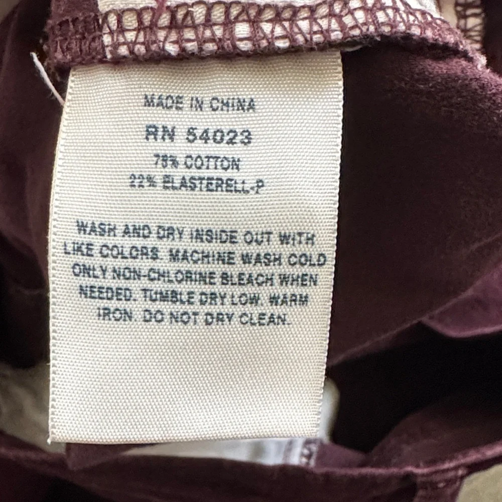 Gap 1969 Burgundy Corduroy Legging Jeans Skinny Pants Size 27/4R
